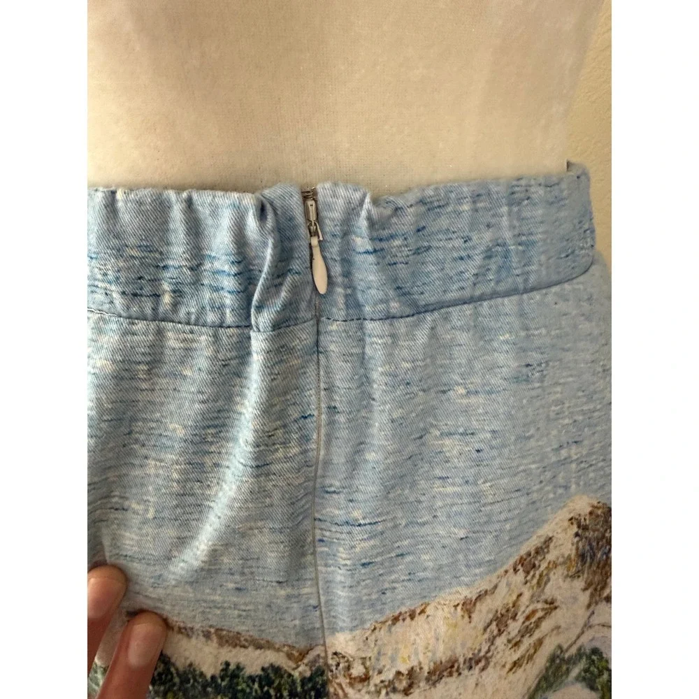 Corey Lynn Calter Winter Alpine Mountain Scene Tapestry‎ Skirt Blue White Small
